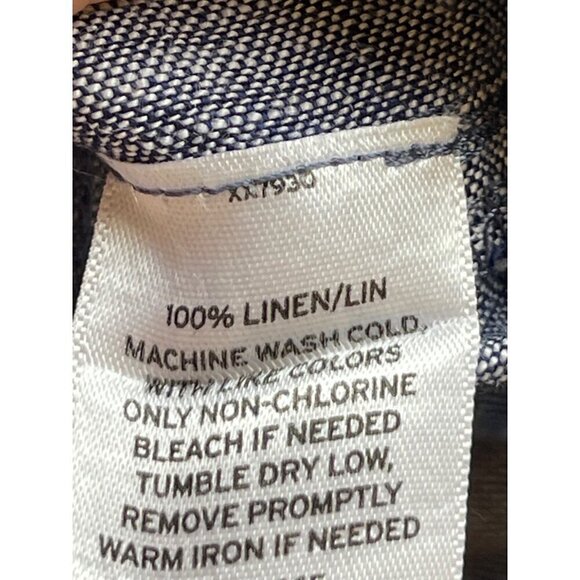 Caslon womens wide leg !00% Linen  pants large blue white fleck - Picture 6 of 7